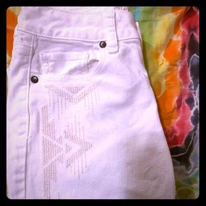 skinny stretch jeans w/ tribal embroidery